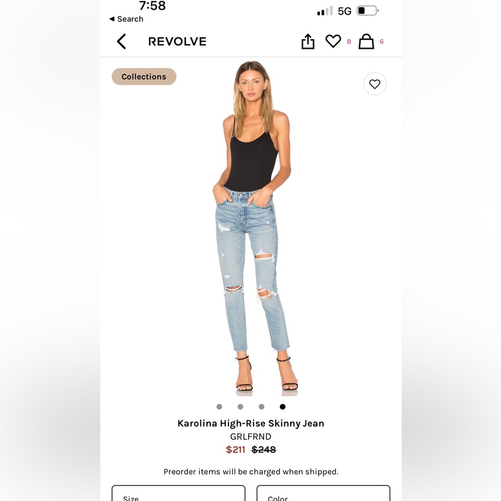 GRLFRND Karolina high rise skinny jean, size 25, sold out everywhere!